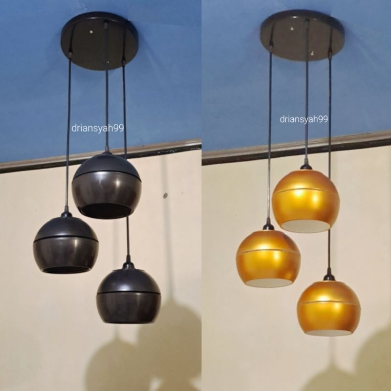 Jual Lampu Gantung Bulat 3in1 hitam gold Lampu Hias gantung | Shopee
