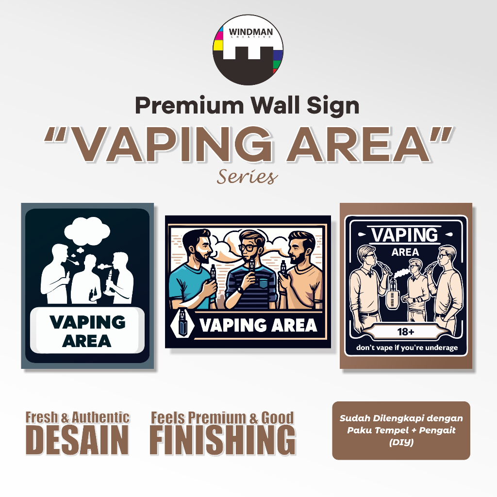 Jual VAPING AREA series - Premium Wall Sign | Papan Penanda 