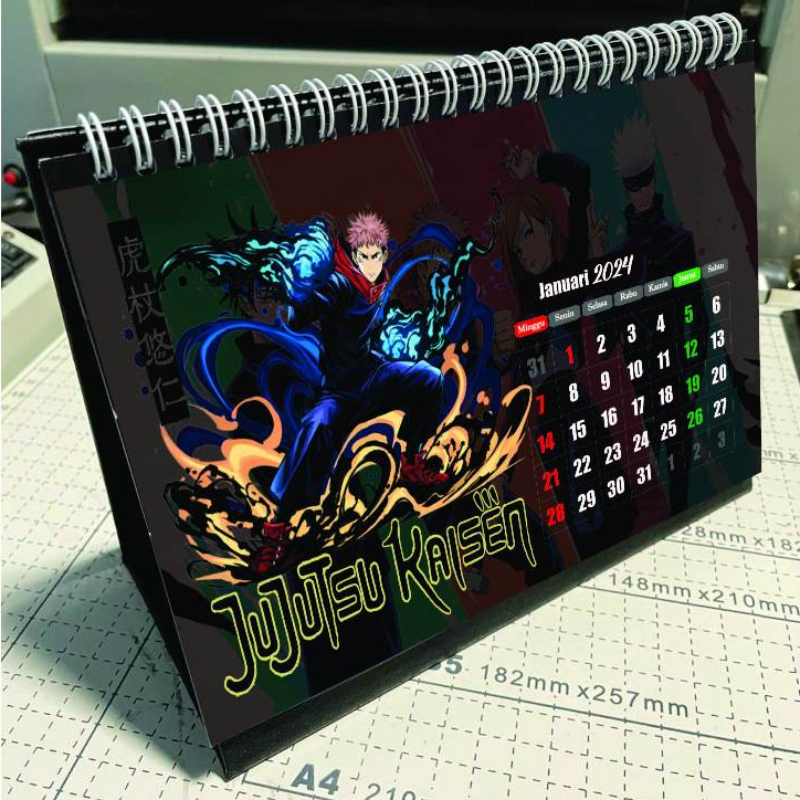 Jual Kalender Meja Duduk Desk Calendar Anime Jujutsu Kaisen 2025 Isi 12