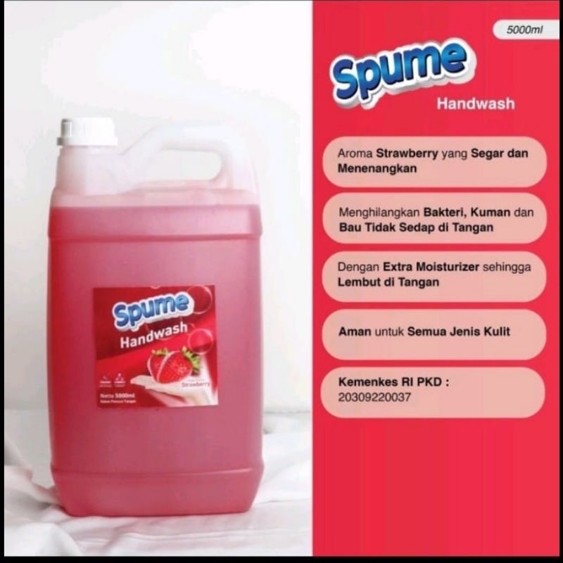 Jual Spume Hand Wash Strawberry 5 Liter Sabun Cuci Tangan Jerigen 5l Shopee Indonesia 3815