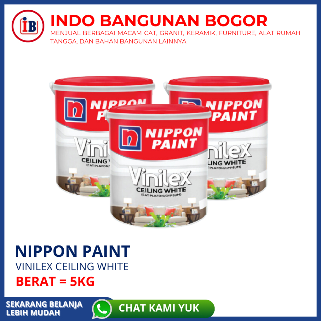 Jual Cat Plafon Cat Gypsum Nippon Paint Ceiling White Galon Kg Shopee Indonesia