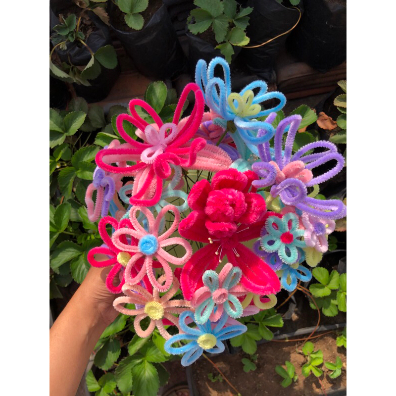 Jual Bunga kawat bulu/pipe flowers/bunga isian buket/bunga aesthetic ...