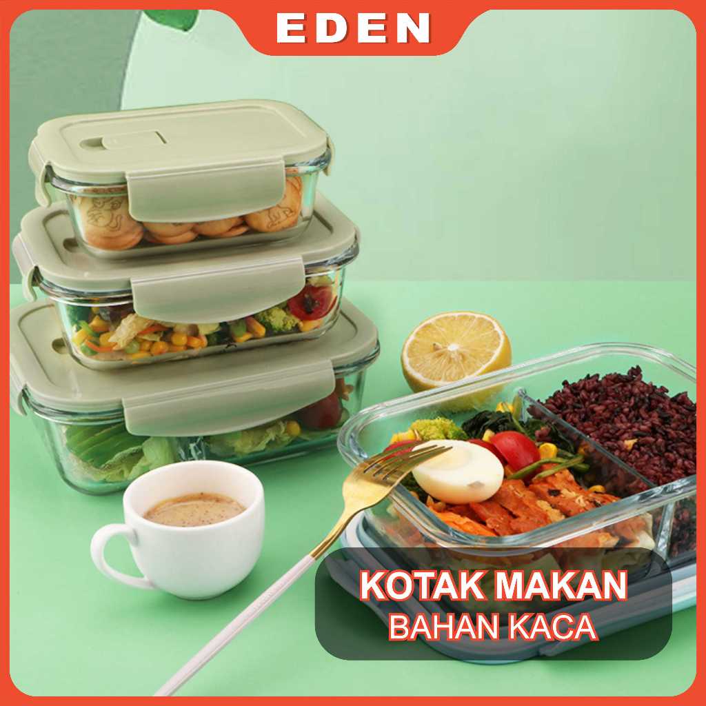 Jual Lunch Box Kotak Tempat Penyimpanan Makan Bahan Kaca Microwave Oven