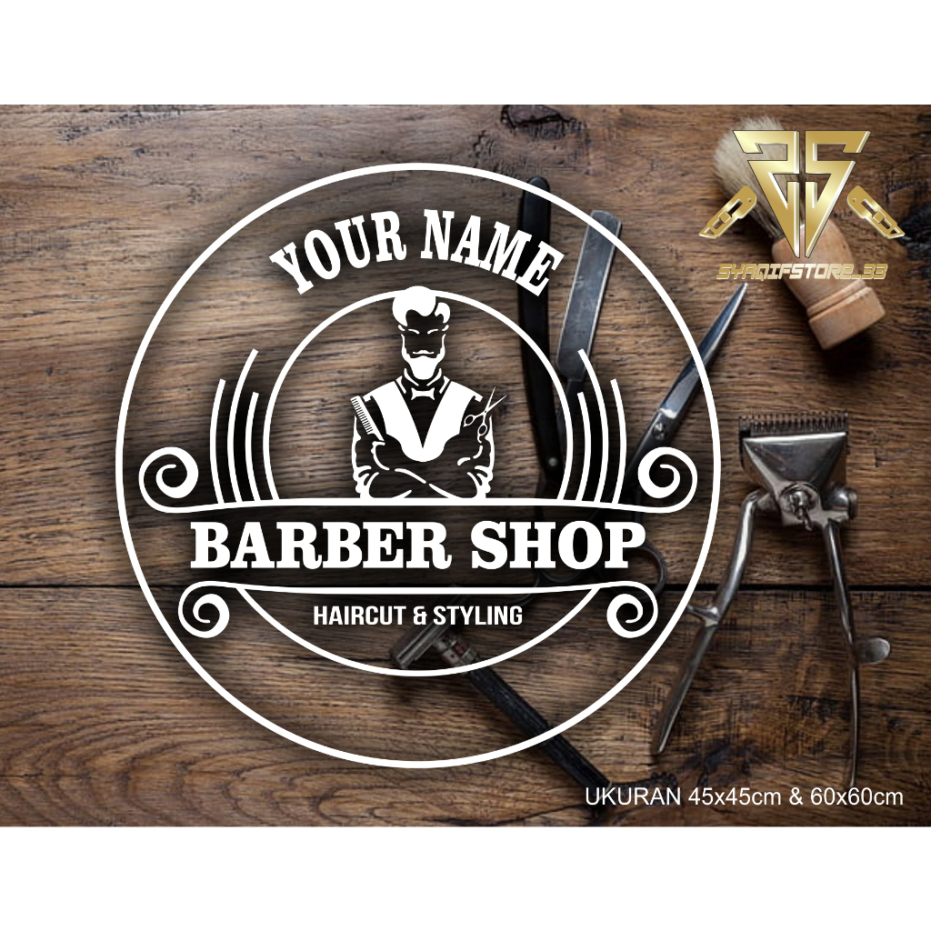 Jual STICKER CUSTOM NAMA BARBERSHOP BARBER SHAVE CUTTING | Shopee Indonesia