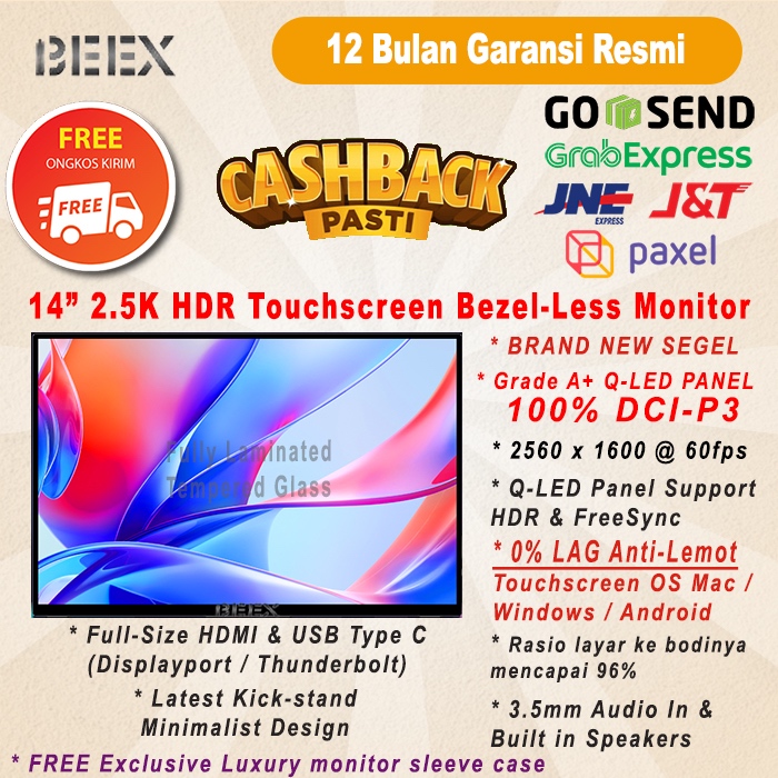 Jual Portable Monitor BeeX QLED 14