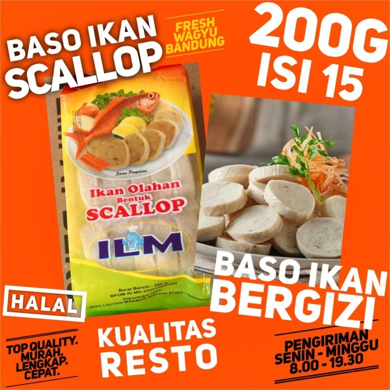 Jual ILM BASO IKAN SCALLOP HALAL FISH BALL Stemboat Suki Shabu Kuah