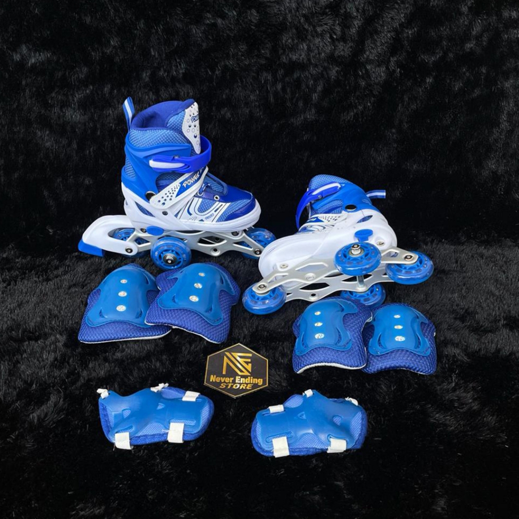 Jual Paket Sepatu Roda Anak NEKIDS Model Bajaj Roda 3 dan Dekker Lutut ...