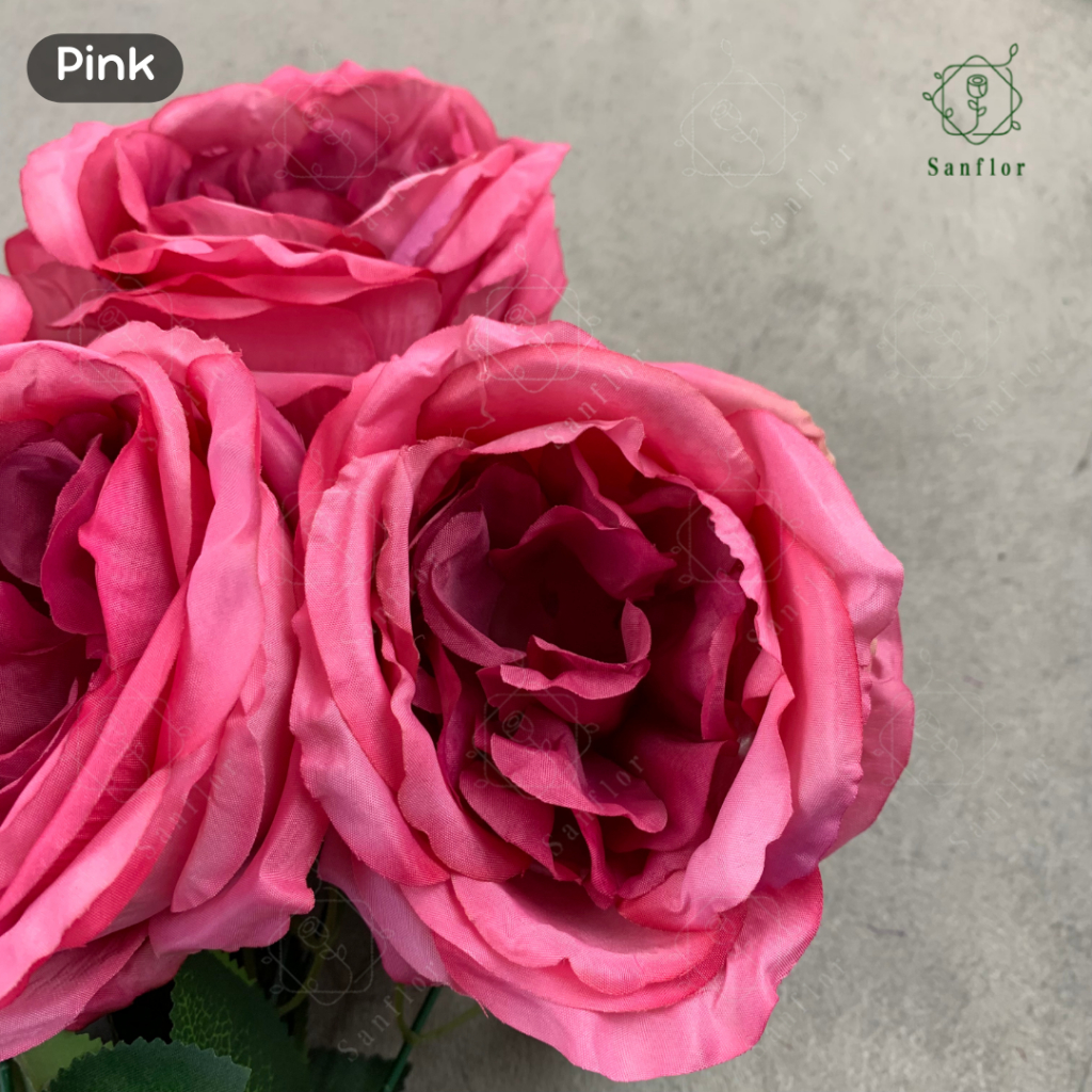 Jual AUSTIN ROSE K9/ BUNGA MAWAR ARTIFICIAL 9 CABANG/ TANAMAN HIAS ...