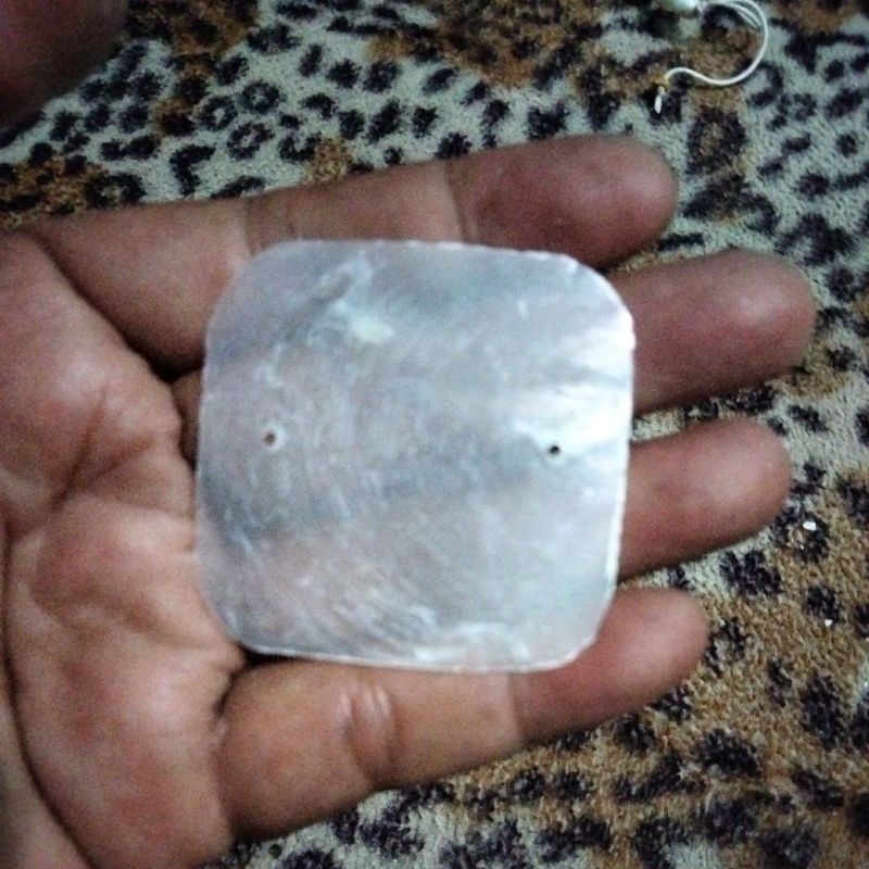 Jual Kulit kerang simping putih persegi empat 4,5 cm lubang 2 per biji ...