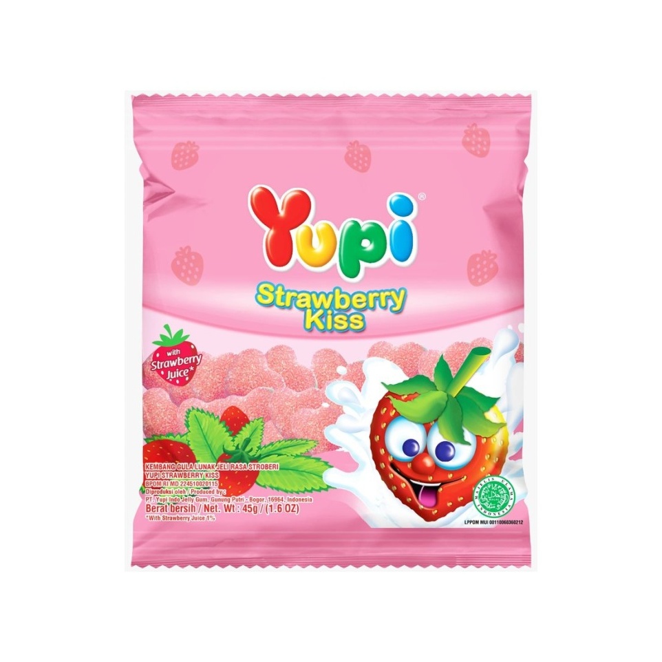 Jual Yupi Strawberry Kiss Sack 120 Gr Rasa Strawberry by Jadoel_Snack ...
