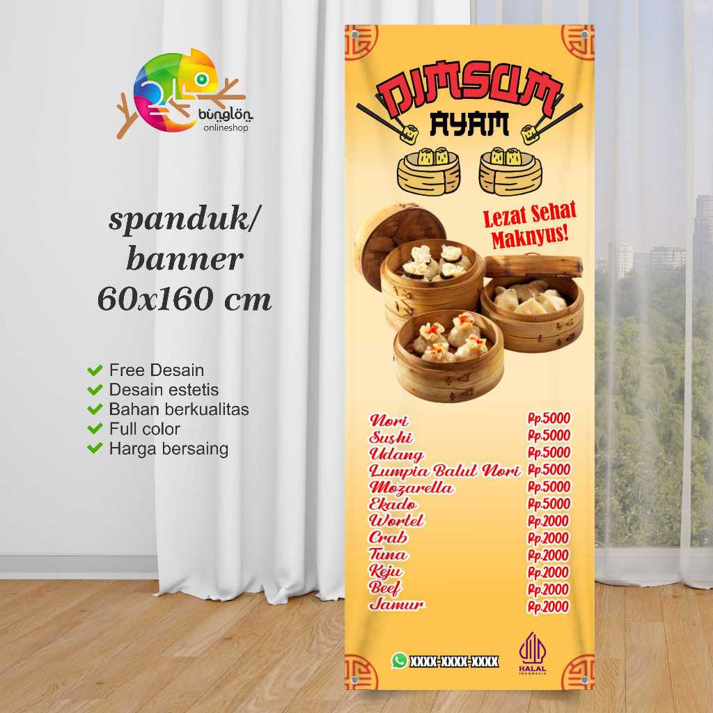 Jual Spanduk Banner 60x160 Dimsum Ayam Custom Desain | Shopee Indonesia