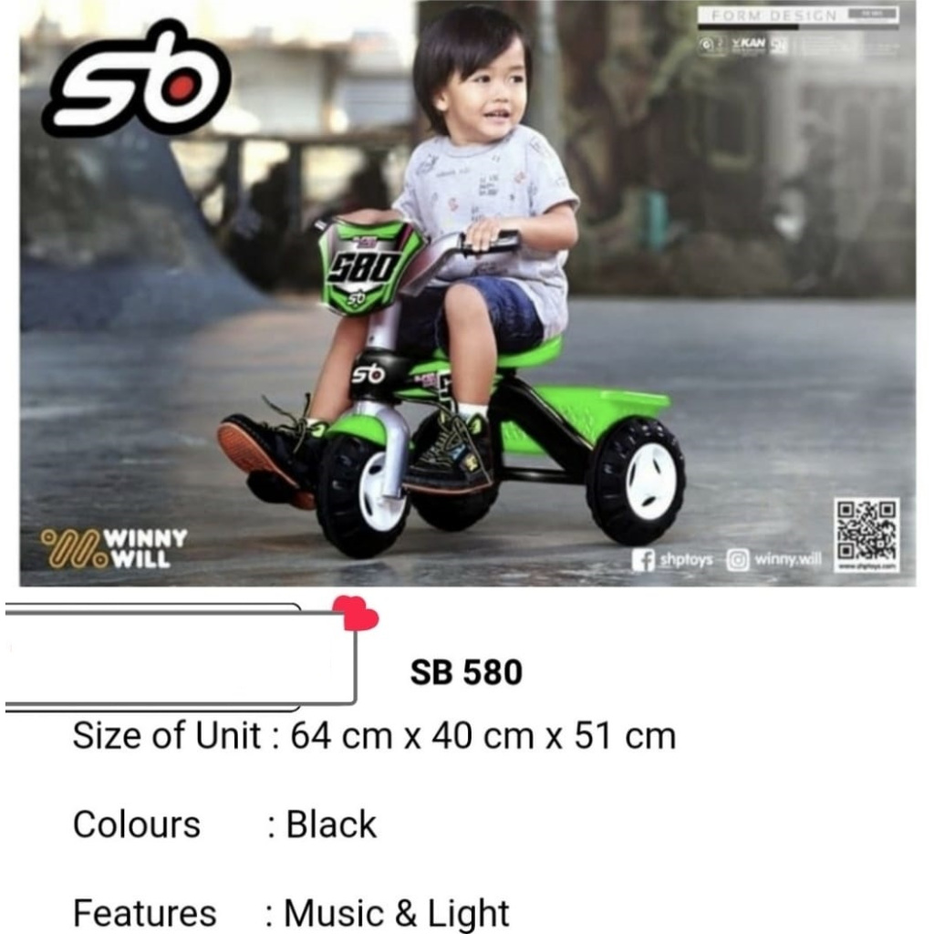 Jual MAINAN SEPEDAH RODA TIGA HIJAU SB580 / SHP580 | Shopee Indonesia
