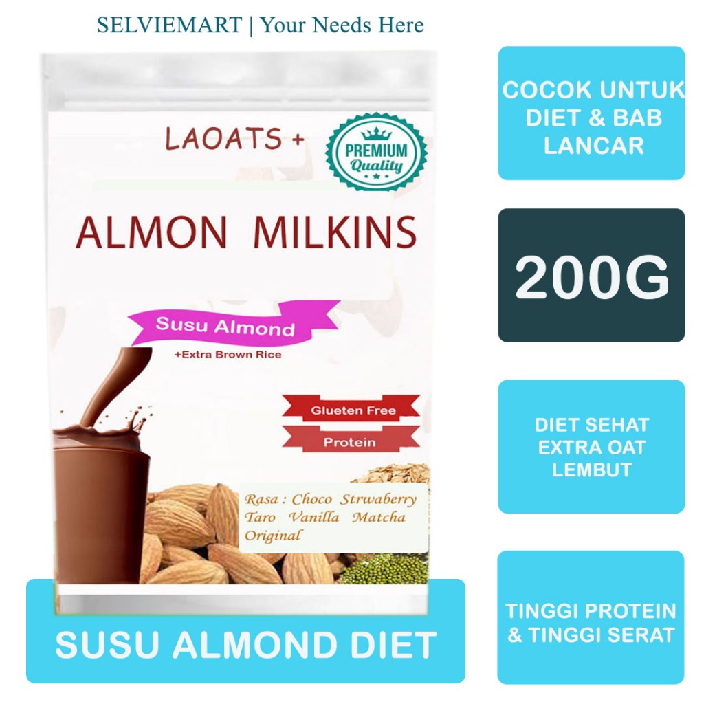 Jual Susu Almond Bubuk Penurun Berat Badan Bubuk Milk Diet Low Fat Oat ...