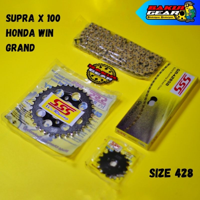 Jual Gear set Honda Win Grand Supra X Lama Legenda SSS Ukuran 428 tebal