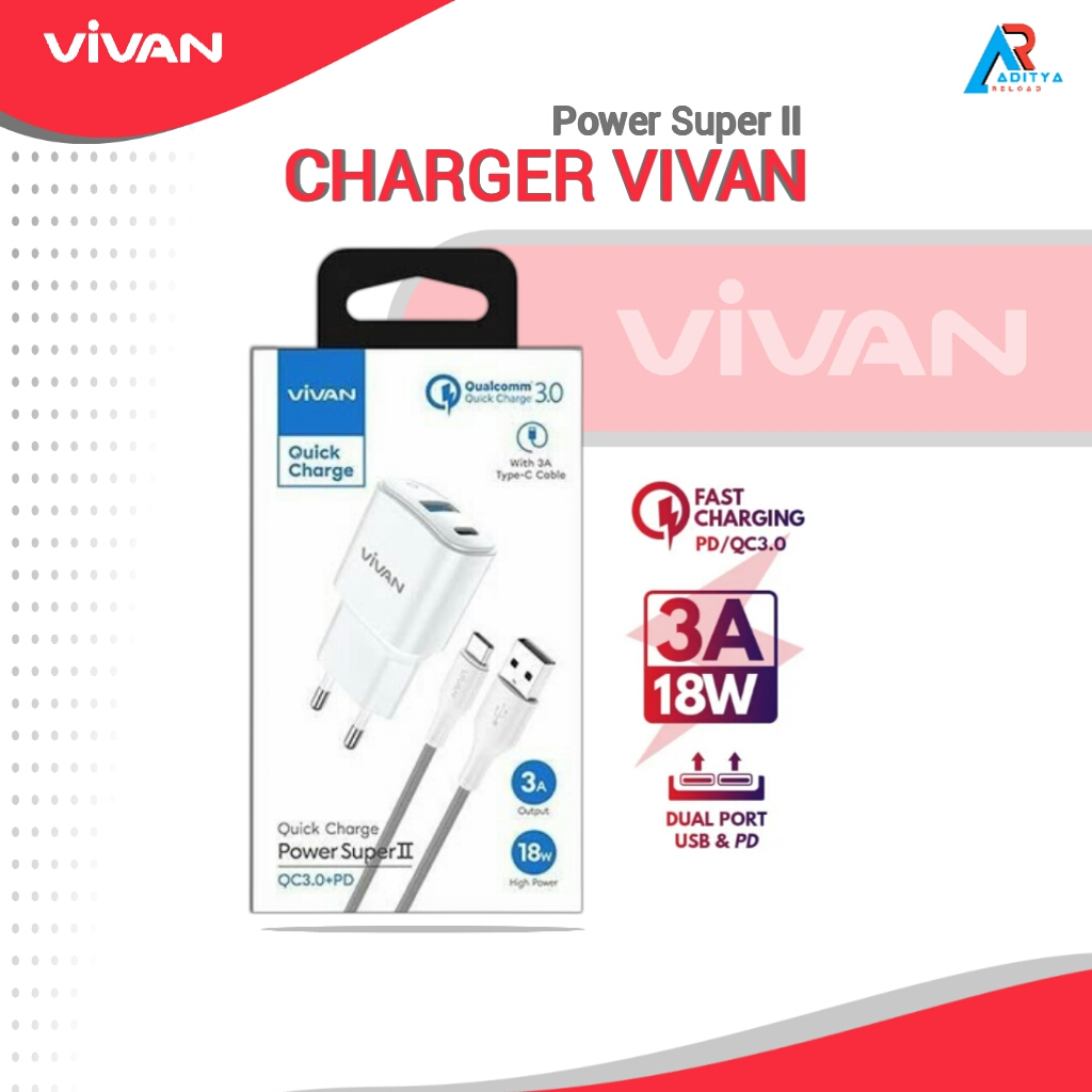 Jual VIVAN Power Super II Charger With Type-C Quick Charging 3A 18W