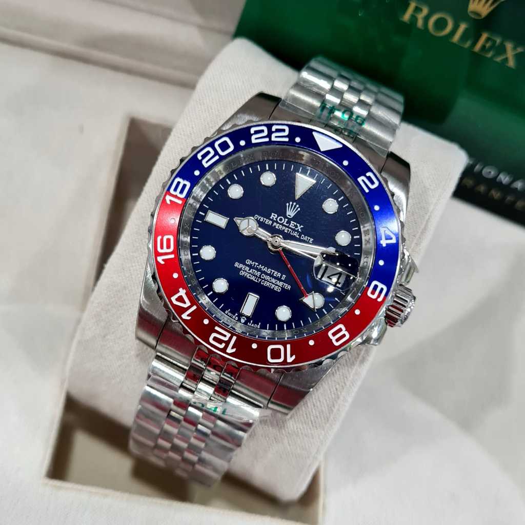 Jam Tangan Pria Rolex Automatic GMT Master II Stainless Batman Pepsi