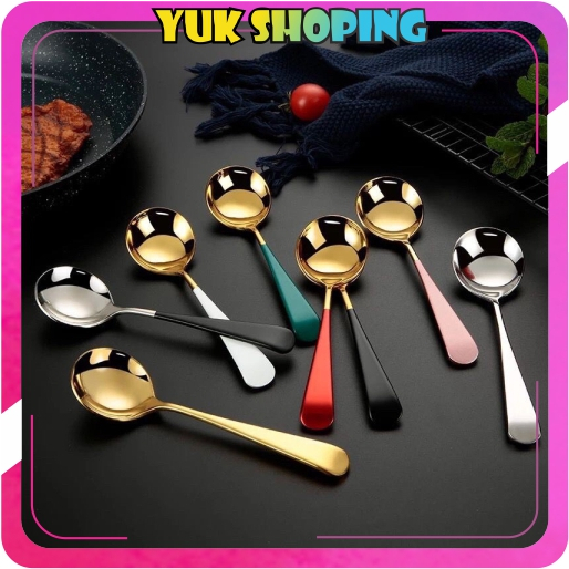 Jual YUKSHOPING SENDOK BULAT KOREA SENDOK MAKAN SENDOK SUP / SOUP SPOON ...