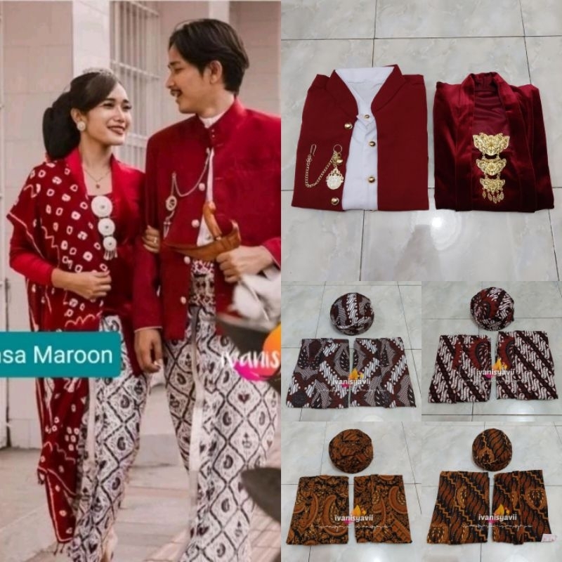 Jual (1set Prewed) Prewedding / Baju Couple Adat Jawa | Hewes Maroon ...