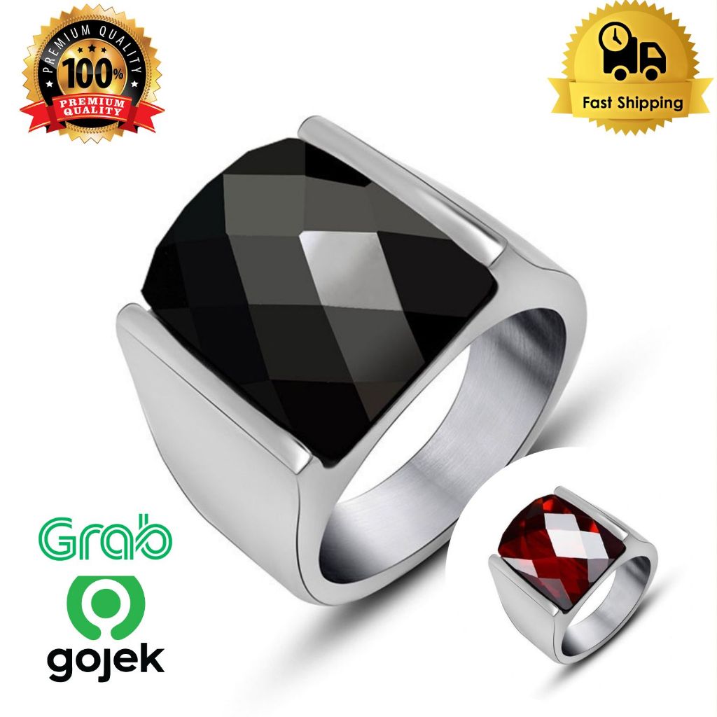 Jual Cincin Batu Pria Emban Perak Silver Red Baron Cutting Diamond Ori