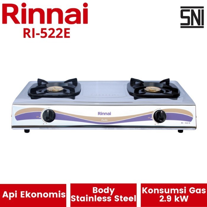 Jual RINNAI Kompor Gas 2 Tungku RI-522C-Hitam / RI 522E Stainless /2 ...