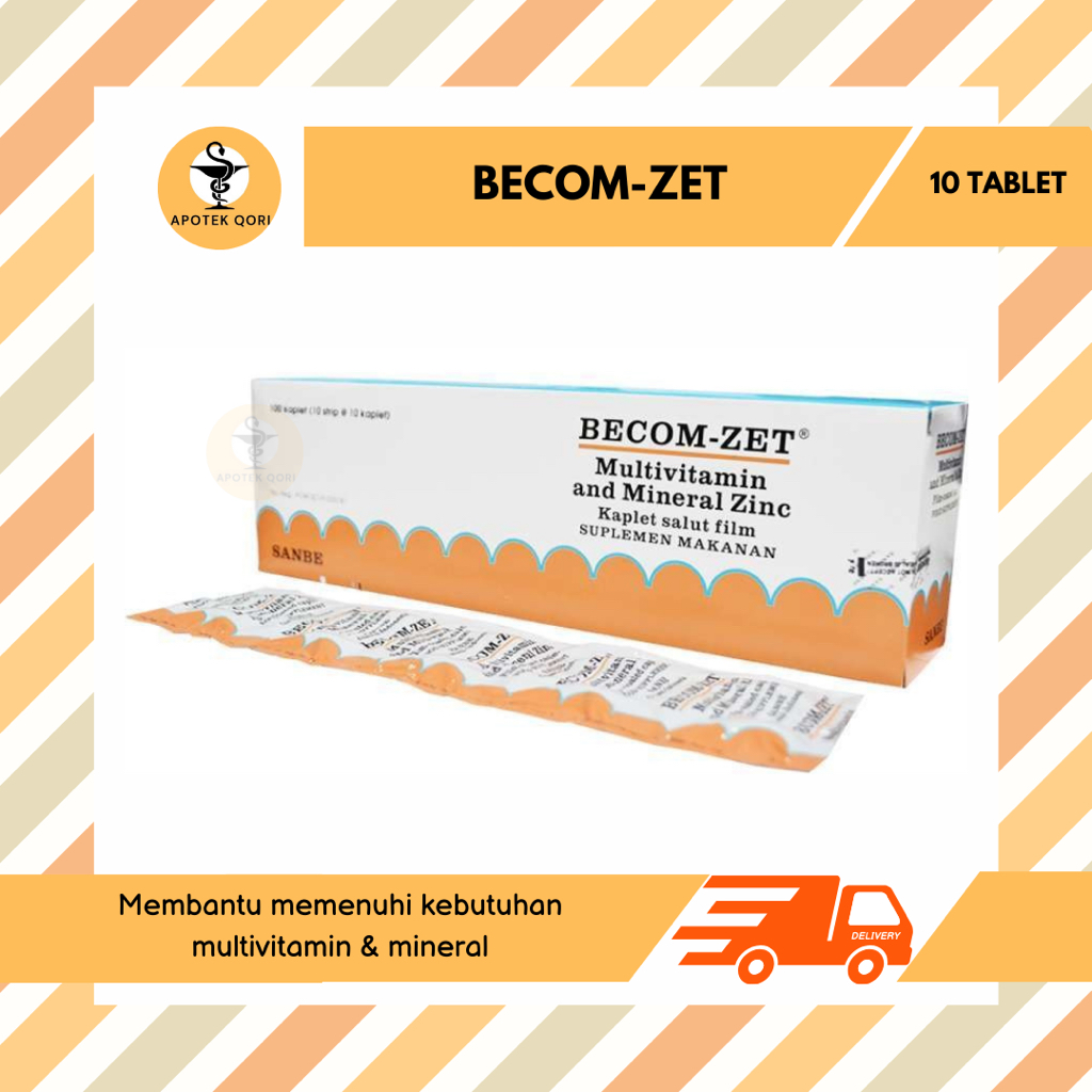 Jual BECOM ZET STRIP @ 10 TABLET/MULTIVITAMIN MINERAL ZINC/DAYA TAHAN ...