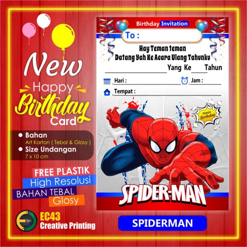 Jual Undangan Ulang Tahun Anak Spiderman Gratis Plastik | Shopee Indonesia