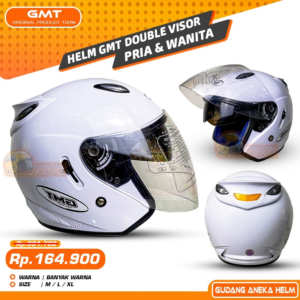 Jual Helm Sepeda Motor Half Face Double Visor Gmt Hijau Army Doff