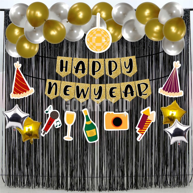 Jual HAPPY NEW YEAR SET PARTY DECORATION HIASAN DEKOR TAHUN BARU ...