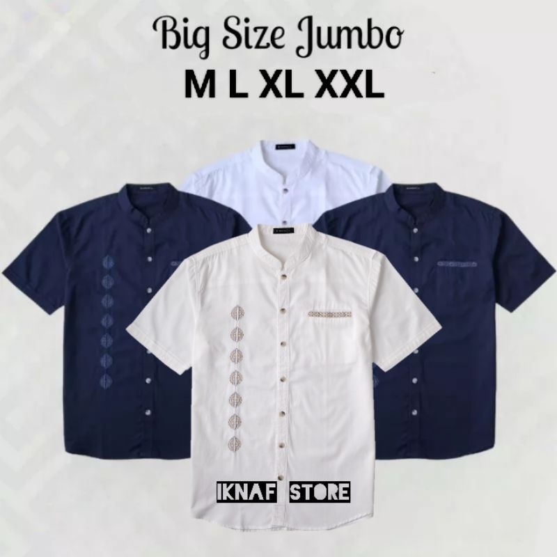 Baju Koko Pria Dewasa Lengan Pendek Bahan Katun Motif Bordir M L XL XXL