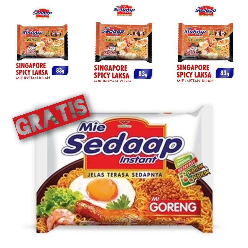 Jual Mie Sedaap Instan Goreng Singapore Spicy Laksa Beli 3 Gratis 1 ...