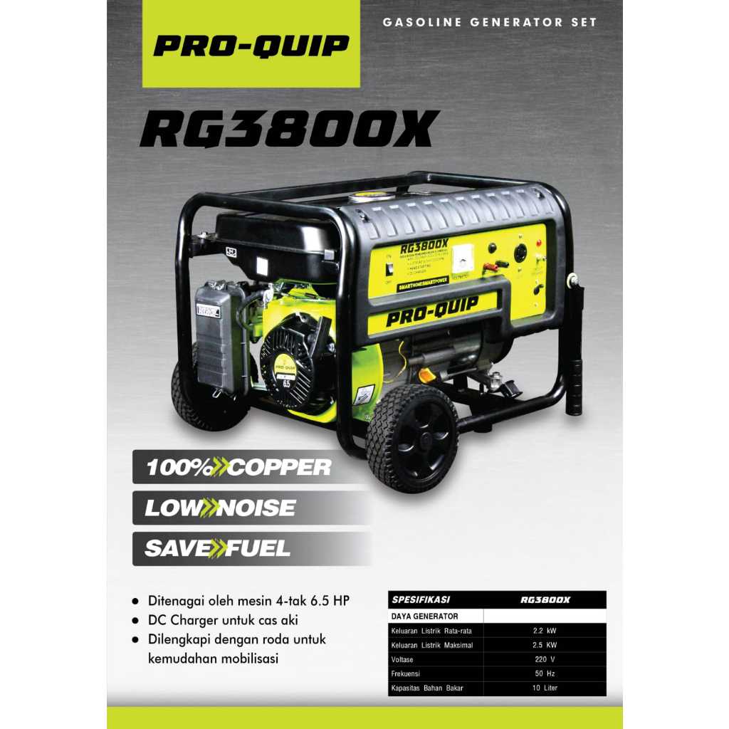 Jual Genset PROQUIP 2500Watt RG3800X 4Tak / Power Generator Proquip ...