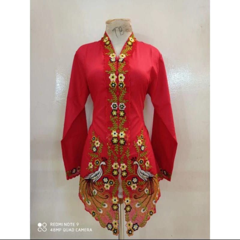 Jual Atasan Kebaya Encim Katun Motif Burung Merak Kebaya Encim Adat