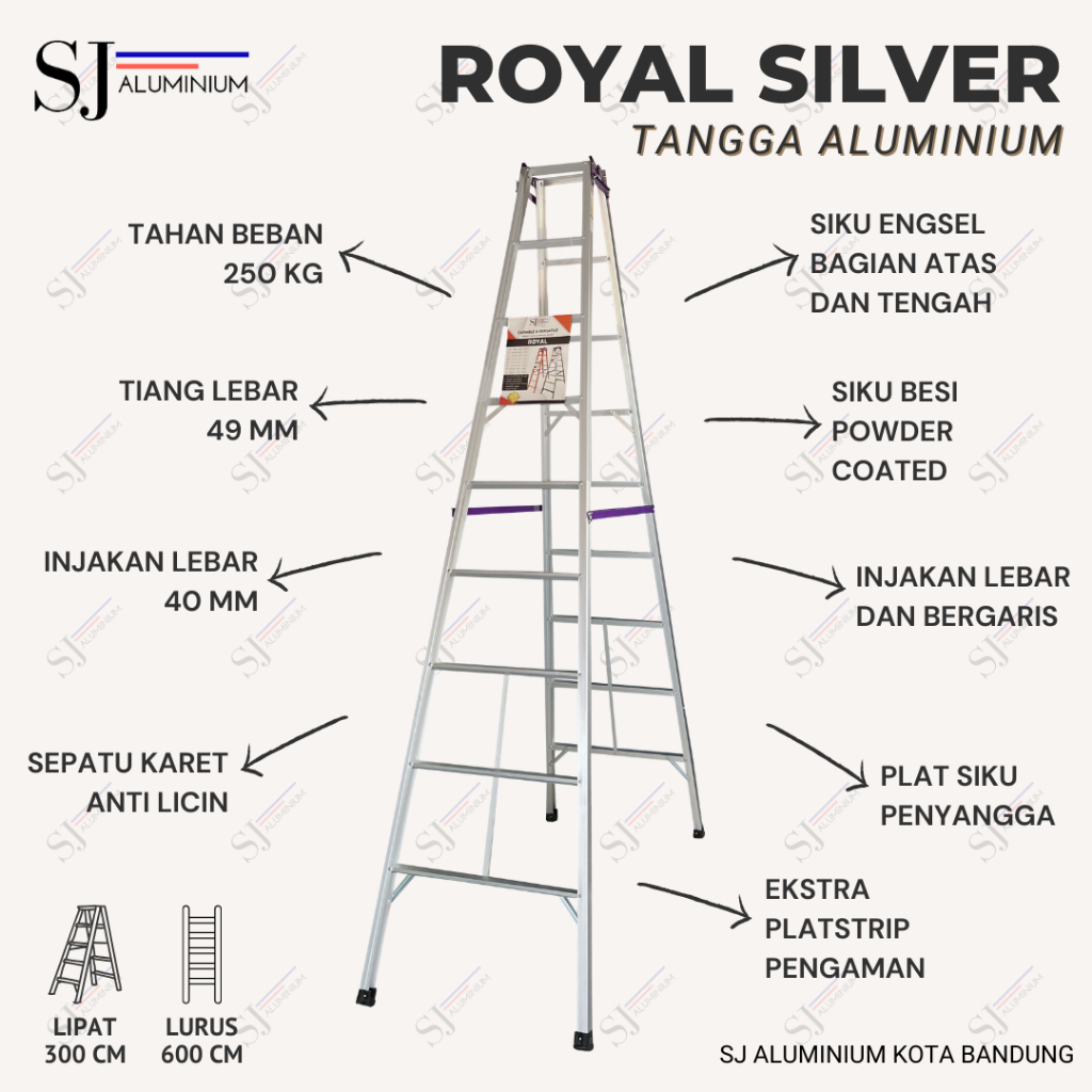Jual ZA. ROYAL SILVER - Tangga Aluminium Lipat Jumbo Aluminium Ladder ...