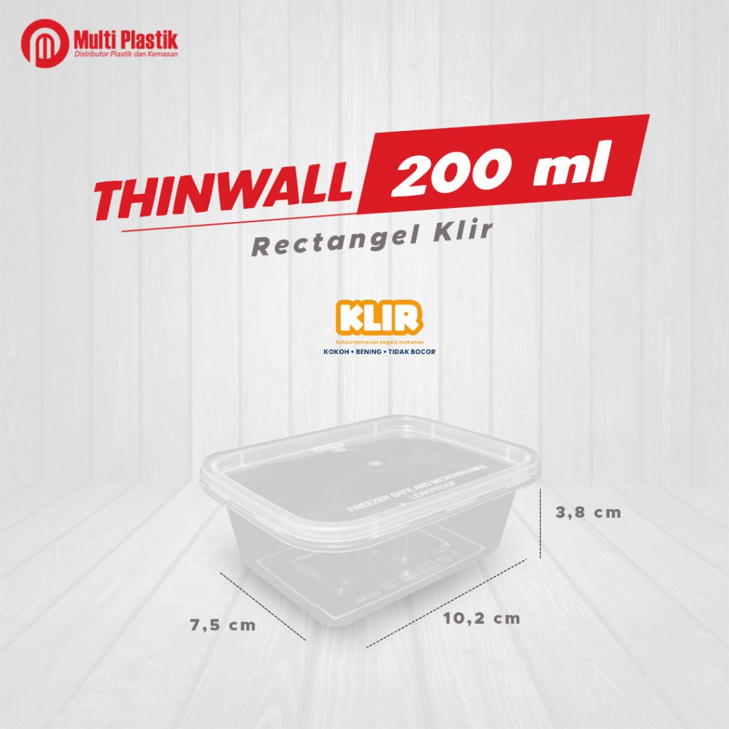 Jual Thinwall Rectangel 200ml 250ml 300ml 500ml Kotak Makanan Plastik