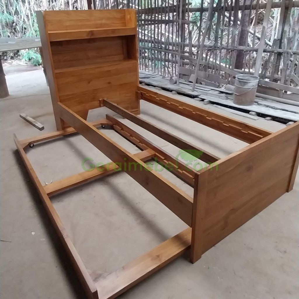 Jual Dipan Tempat Tidur Anak Ranjang Sorong Minimalis Modern Kayu Jati ...