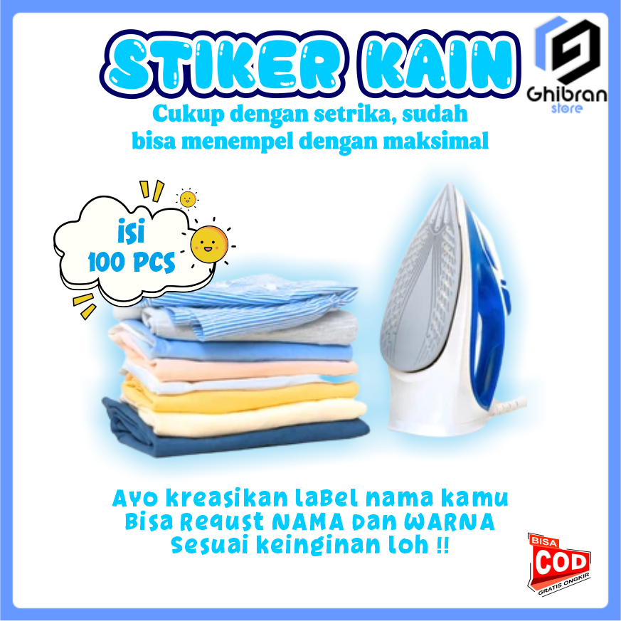 Jual [ 1 HARI JADI ] Label Nama Baju isi 100pcs - Stiker Kain Custom ...