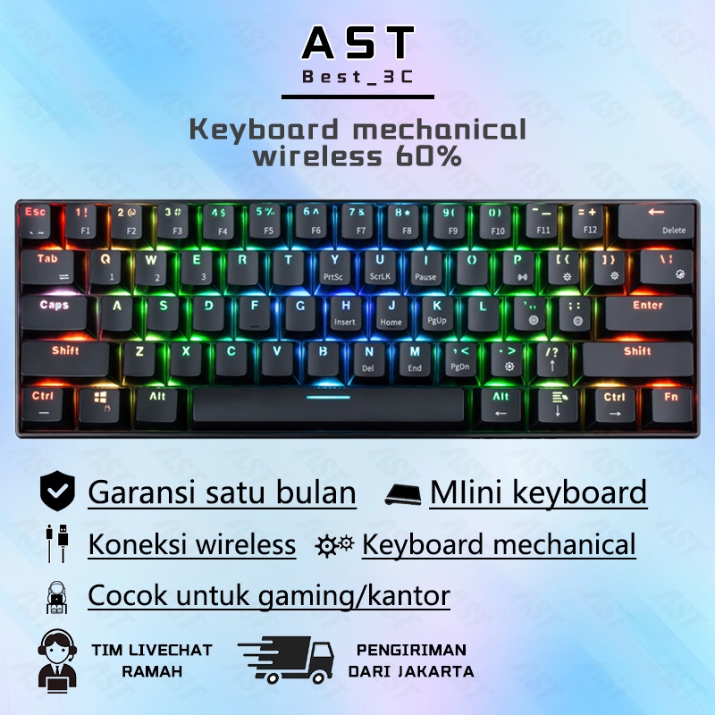 Jual Keyboard Gaming Mechanical wireless Compact and Portable Keyboard ...