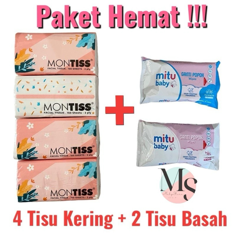 Jual Paket Tisu Kering + Tisu Basah (Montis/Mitu) | Shopee Indonesia