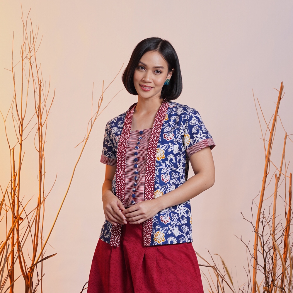 Jual NONA RARA Kebaya Dobi Cirebon T2526 Baju Kerja Blouse Batik Wanita Modern Shopee Indonesia