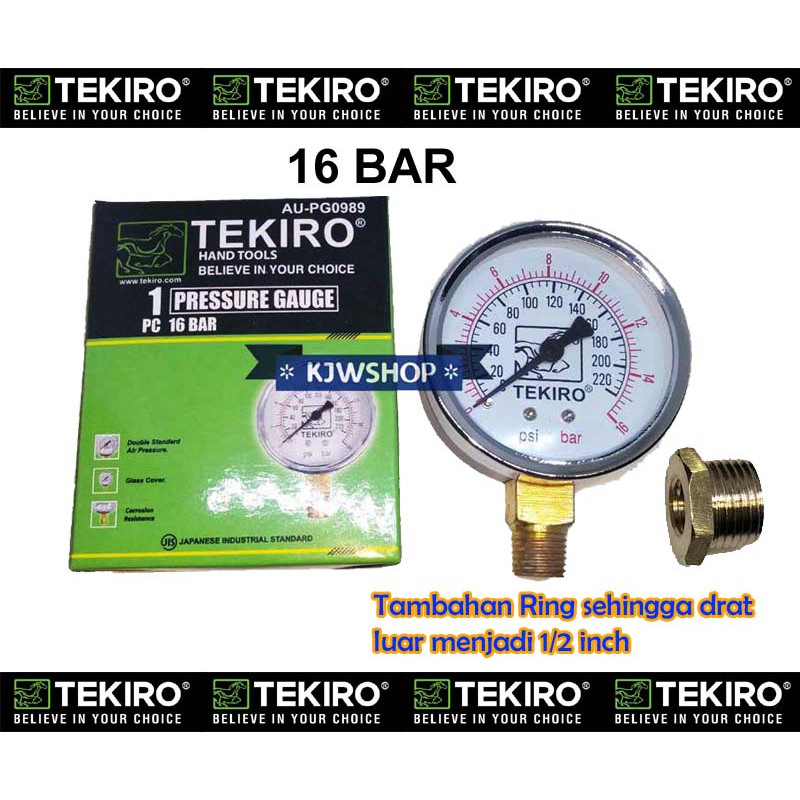 Jual K Manometer 16 Bar TEKIRO Drat 1/2 Kuningan Pressure Gauge 16Bar ...