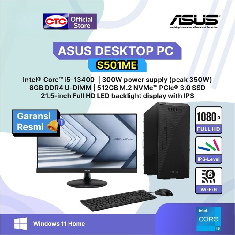 Jual ASUS Desktop Tower PC S501ME i513400 DDR4 8GB 512GB SSD LED 21.5