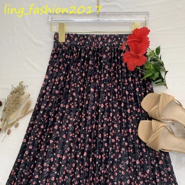 Rok Plisket Wanita Korean Style Rok Plisket Payung Motif Bunga Hyget Premium Rok Plisket Daisy
