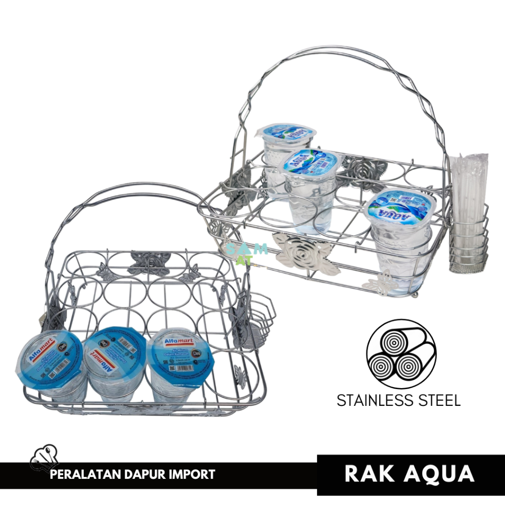 Jual Rak Aqua Gelas Segi Stainless Steel Shopee Indonesia 9313