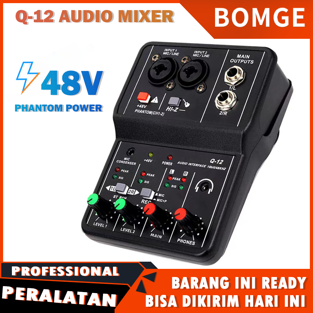 Jual Bomge Q Channels Audio Mixer Sound Mixing Console Usb V Phantom Power Compact Sound