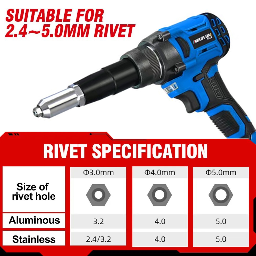 Jual Cordless Rivet Gun BRUSHLESS Portable 21V Blind Riveter Riveting ...