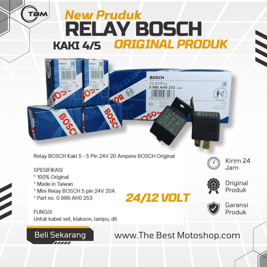 Jual RELAY BOSCH 12V 30A KAKI 4 RELAY KLAKSON & LAMPU MM15 RELAY