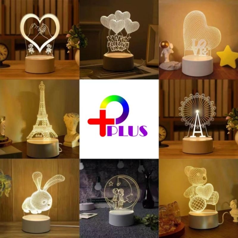 Jual Pplus Lampu Tidur Lucu Bentuk Hati Lampu Akrilik 3D Malam Led ...