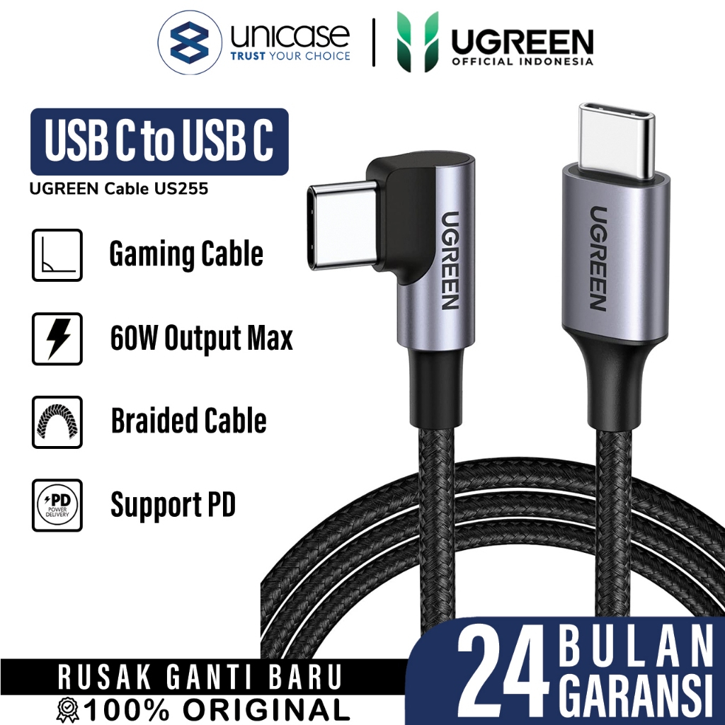 Jual Cable Data USB Type C To USB C 90 Degree UGREEN PD QC 3A Gaming ...