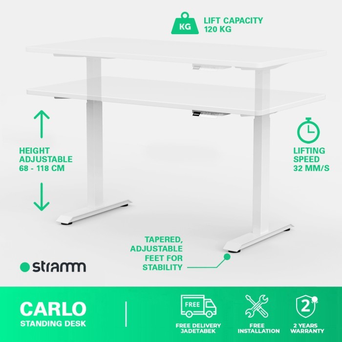 Jual Meja Kerja Adjustable Standing Desk Stramm Carlo SF | Shopee Indonesia