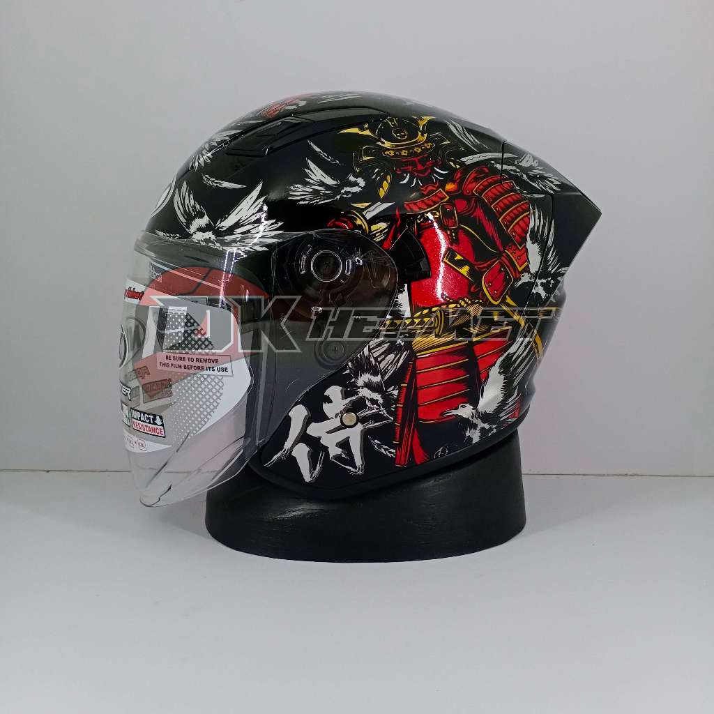 Jual Helm Half Face NHK R1Max R1 Max Motif Black Kabuto Samurai Jepang